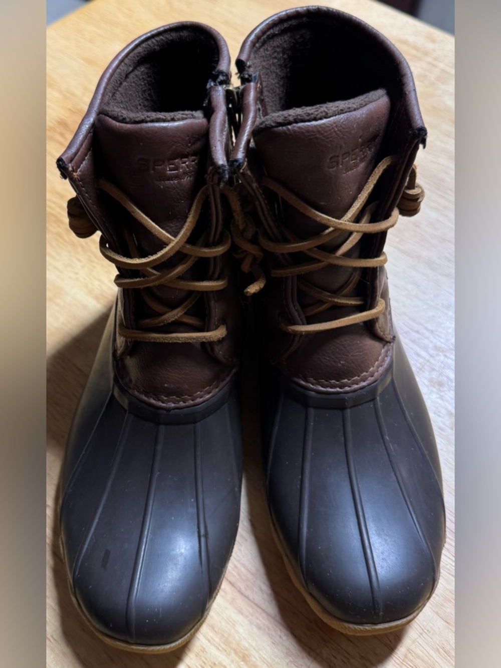 Sperry boots waterproof water boots Girl’s size 5. SP-Saltwater Boot  Brown